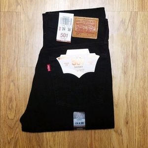 RARE Women’s Levi’s 501 Black Skinny Jeans 24x30